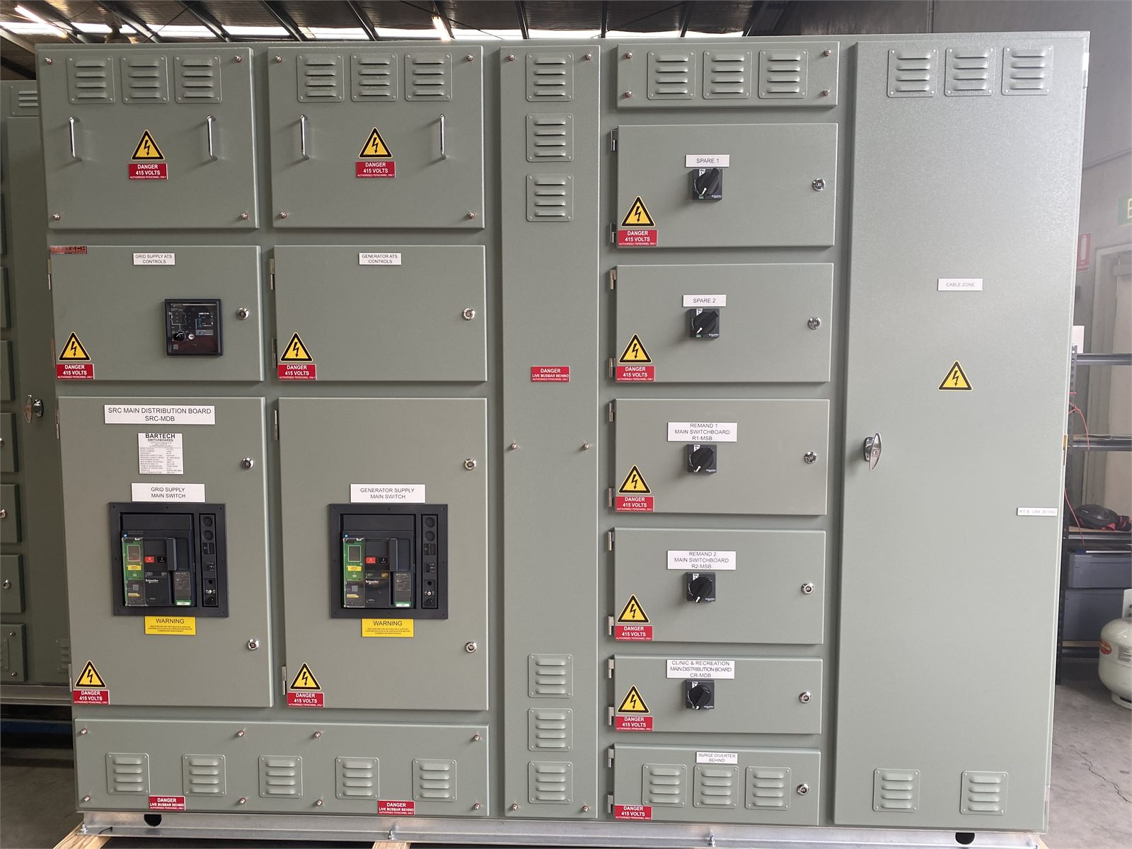 Completed green main distribution board